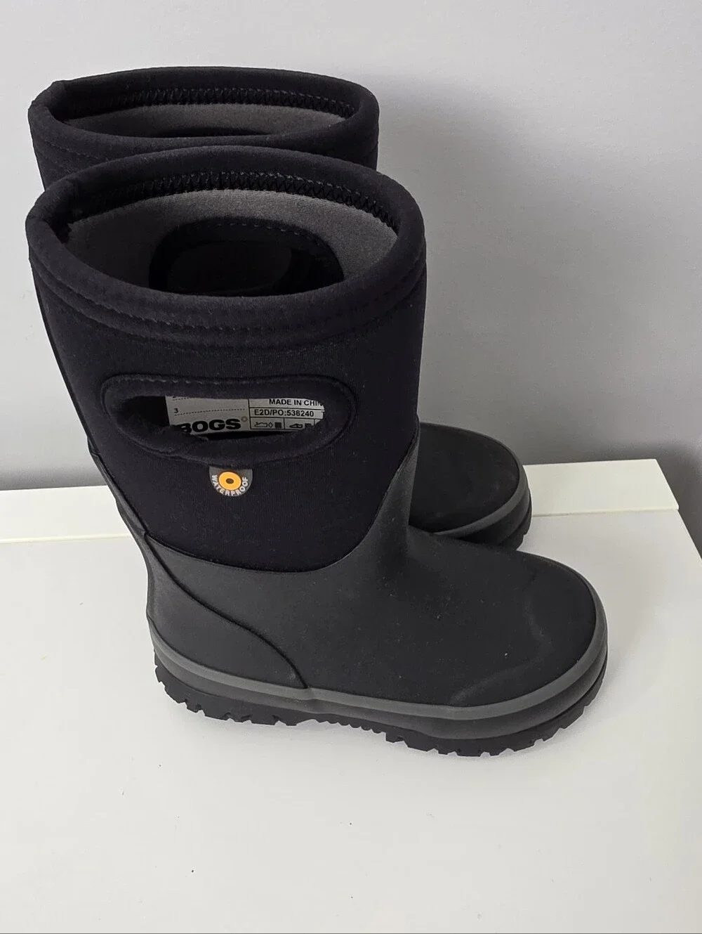 Bogs Kids Grasp Solid Waterproof Winter Rain Boots Black Toddler Infant Size 8